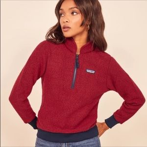 Patagonia Woolyester Fleece Sweater 1/4 Zip Pullover, red, women’s large